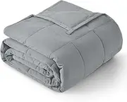 BUZIO Weighted Blanket for Adults - All Season Cooling and Warmth, Breathable Fabric Blanket Weighted for Sleeping Sofa Bed, Great for People with Sleep Stress 150 x 200 cm, 9 kg, Grey