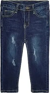 [Kidscool Space] Big Boys Jeans,Elastic Band Inside Ripped Stretchy Soft Slim Denim Pants