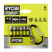 Ryobi 50mm 6 Piece Mixed Diamond Grit Impact Driving Bit Set