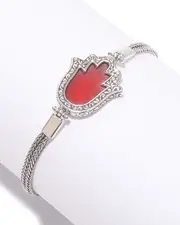 Samuel B. Silver Coral Hamsa Bracelet