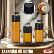 5pcs Amber Glass Sample Bottles 2ml 5ml Essential Oil Vials with Orifice Reducer