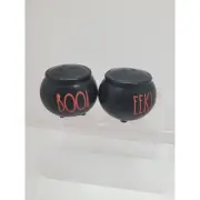 Rae Dunn Halloween Salt and Pepper Shakers Black Orange Boo EEk