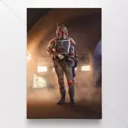 Boba Fett Poster Canvas Star Wars Mandalorian #6 Movie Art Print