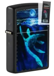 Zippo 49697 Black Light Loch Ness Design Black Matte Lighter + FLINT PACK