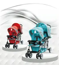 在飛比找樂天市場購物網優惠-【Babybabe】B329歐風雙人手推車 (藍/紅)