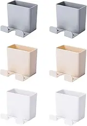 6Pcs Wall Mounted Phone Storage Rack Punch Remote Control Organizer Charging Holder for Cellphones Items Easy Installation Non Damaging Design