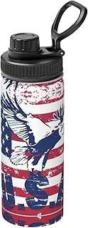 American National Flag with Eagle Camping Hiking Hydration Flask,Stainless Steel Outdoor Water Bottle,Double Walled Insulated