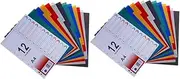 NUOBESTY 2 Pack A4 Index Page Dividers 12 Tab Cards for Notebook Plastic Memo Organizers Tab Sheets