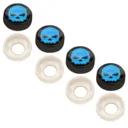 4 Black Custom License Plate Frame Screw Snap Caps Covers Blue Skull B