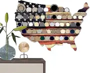 Coin Display Stand - Wall Mounted Wooden Coin Display Holder - Patriotic Home Decor, Storage Rack For Home Studio Bedroom Living Room