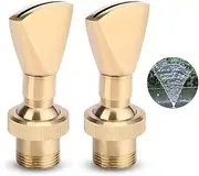 2 Pack 1/2" DN15 Female and 3/4" DN20 Male Brass Fountain Nozzle Fan-shaped Water Fountain Nozzle Sprinkler Spray Head Male & Female Thread for Garden Pond Bring Beautiful Visual Effects