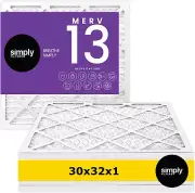 Simply Filters 30x32x1 MERV 13, MPR 1500, AC Furnace HVAC Air Filter