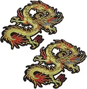 KAILIKETIY 2Pcs Unique Dragon Embroidery Patches Iron Sew Clothing Applique for Bags Jeans and More Decorative Cloth Stickers for DIY Projects and Fashion Enhancement