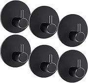 MIN CI Adhesive Towel/Coat Hooks Stainless Steel Wall Hook Door Hooks Towel Hanger for Bathrooms Decor Home Office Kitchen 6 Pack