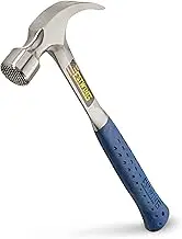 Estwing Framing Hammer - 22 oz Curved Claw with Milled Face & Shock Reduction Grip - E3-22CMR