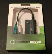 NEW Headset Buddy Dual Female 3.5mm PC Stereo Headset to Male RJ9 Plug Adapter