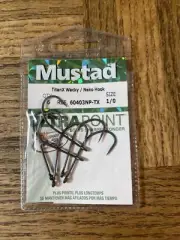 Mustad TitanX Wacky Neko Hook Size 1/0-BRAND NEW-SHIPS SAME BUSINESS DAY