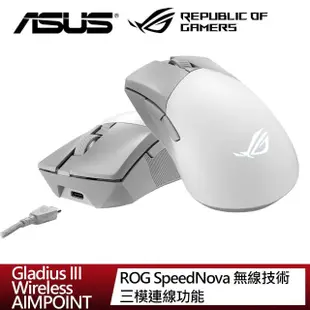 【ASUS 華碩】ROG Gladius III Wireless AIMPOINT 無線三模電競滑鼠