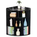 VECELO Home Office Furniture 19.7"W Wood Vertical Accent Cubes Closed Back Black