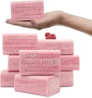Australian Botanical Soap, 8 X 200g Natural Triple Milled Soap Bar Packs (Goats Milk & Raspberry)