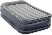 Intex 64132NZ Dura-Beam Plus Deluxe Pillow Rest Air Mattress: Fiber-Tech – Single Size – Built-in Electric Pump – 16.5in Bed Height – 135kg Weight Capacity