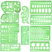Dennty 11PCS Geometric Drawings Templates, Drafting Stencils Measuring Tools