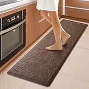 KMAT Kitchen Mat Cushioned Anti-Fatigue Waterproof Non-Slip Standing Mat Ergonomic Comfort Rug for Home,Office,Sink,Laundry,Desk 17.3" (W) x 60"(L),Brown