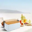 Bread Box with Bamboo Lid Metal Bread Bin Reusable Bread Container ⇞