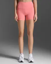 Form Soft Touch Hi-Rise Compression 4" Shorts, 2XU, XL, Pink Glow/Pink Glow, Female