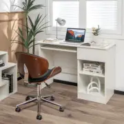 Wooden Computer Desk Keyboard Tray Laptop Writing Kids Teen Drawer Shelves White