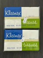 Vintage Kleenex Tissues Lot Of 2 pocket packs advertising bathroom 1960's NEW
