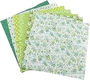 Bedding Cotton Fabric, 7pcs Green 25x25cm Quilting Cotton Craft Fabric Pre-Cut Squares Sheets for Patchwork Sewing Quilting Crafting(25 * 25)