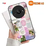 XIAOMI FV23 軟包玻璃保護套小米 REDMI A3 最新 2024 年全覆蓋相機保護膜手機圖案