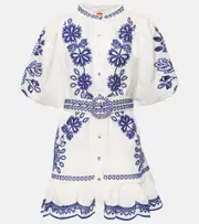 [Farm Rio] Farm Rio Richelieu linen minidress AU 16 white