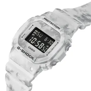 【CASIO 卡西歐】G-SHOCK 冬季森林 雪地迷彩手錶(DW-5600GC-7)