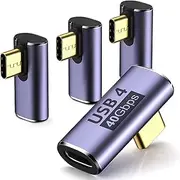 4 Pack USB C Right Angle Adapter, USB Type C 90 Degree Adapter with 8K 60Hz Video 40 Gbps Data Transfer PD 100W Compatible for Thunderbolt 3/4, MacBook Pro/Air, USB-C HUB/Dock and More Type C Devices
