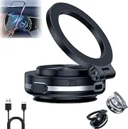 Nixie Phone Holder, 360° Rotating Nixie Phone Holder, Nixie Powerful Magnet Phone Holder, with Electric Vacuum Suction, Fall Car Electric Suction Cup Vacuum Magnetic Phone Holder (Black)