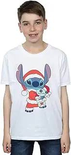 [Absolute Cult] Disney Boys Lilo And Stitch Stitch Christmas T-Shirt White 7-8 Years