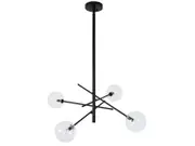 Aksel 4 Light Pendant in Black with Clear Glass