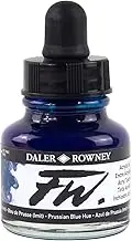 Daler Rowney FW Acrylic Ink Bottle Prussian Blue Hue - Versatile Acrylic Drawing Ink for Artists and Students - Permanent Calligraphy Ink - Archival Ink for Illustrating and More