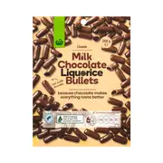 Woolworths Milk Chocolate Liquorice Bullets 200g