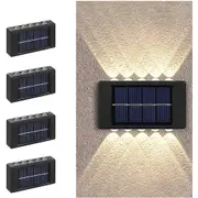 4pcs Solar LED Wall Lights Up & Down Lamp Decor Outdoor Garden Fence Yard Deck