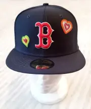 New Era Men's Boston Red Sox Chain Stitch Heart 59FIFTY Fitted Hat Navy/Red