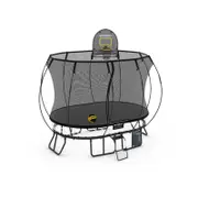 Springfree Compact Oval Trampoline 1.9m x 2.7m - Sports Accessory Bundle Basketball Hoop, Ladder and Bag