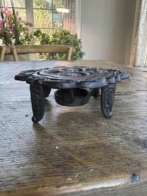 Cast Iron Votive Candle Tea Light Dish / Teapot Warmer Stand -Creative Co-op NEW