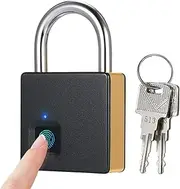 [Generic] Fingerprint Lock USB Rechargeable 10 Sets Fingerprints IP65 Anti-Theft Securi Padlock Door Luggage Case Lock with 2 Keys Gold One Size