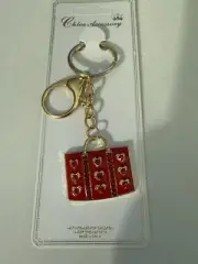 Red/Gold Purse W/Mini Hearts Key Chain/Charm