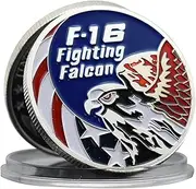 F-16 Fighting Falcon Challenge Coin - Air Force Eagle Design with American Flag - Military Gift & Memorabilia