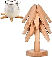 Tree Trivet,Wooden Coasters,Wood Trivets for Hot Pots and Pans,Folding Christmas Tree Shaped Trivet Mat,Anti Scald Insulation Pad Coaster for Hot Dishes/Pot/Bowl/Teapot Cup Holders