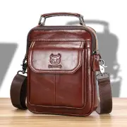 BULLCAPTAIN Classical Men's Genuine Leather Shoulder Bag Retro Business Casual Crossbody Bag Male Large Capacity Handbag